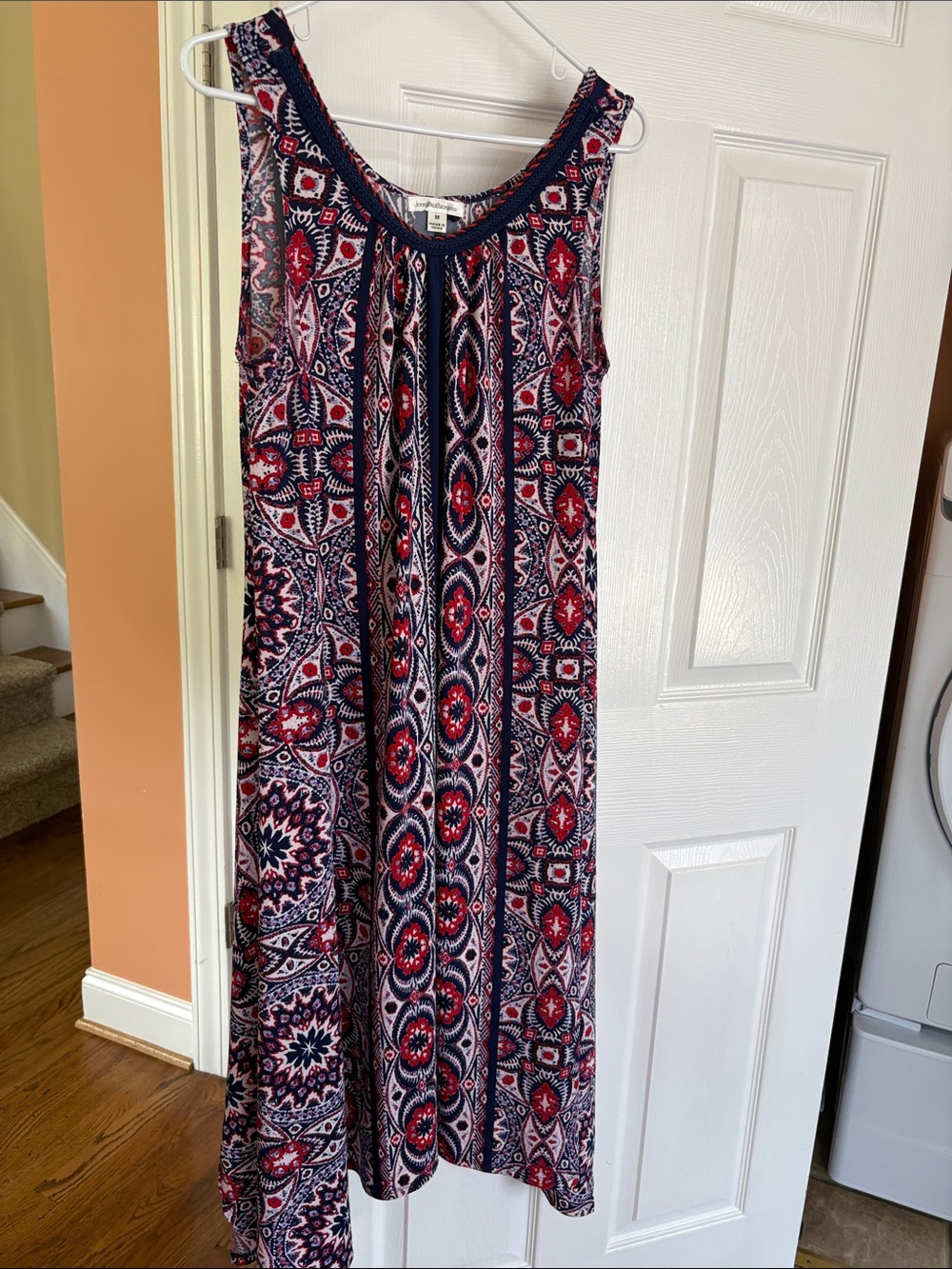 JohnPaulRichard Navy, Red & White Patterned Sleeveless Top
